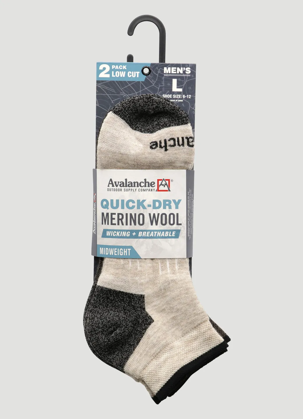 Men's Quick Dry Merino Low Cut Socks 2-Pack