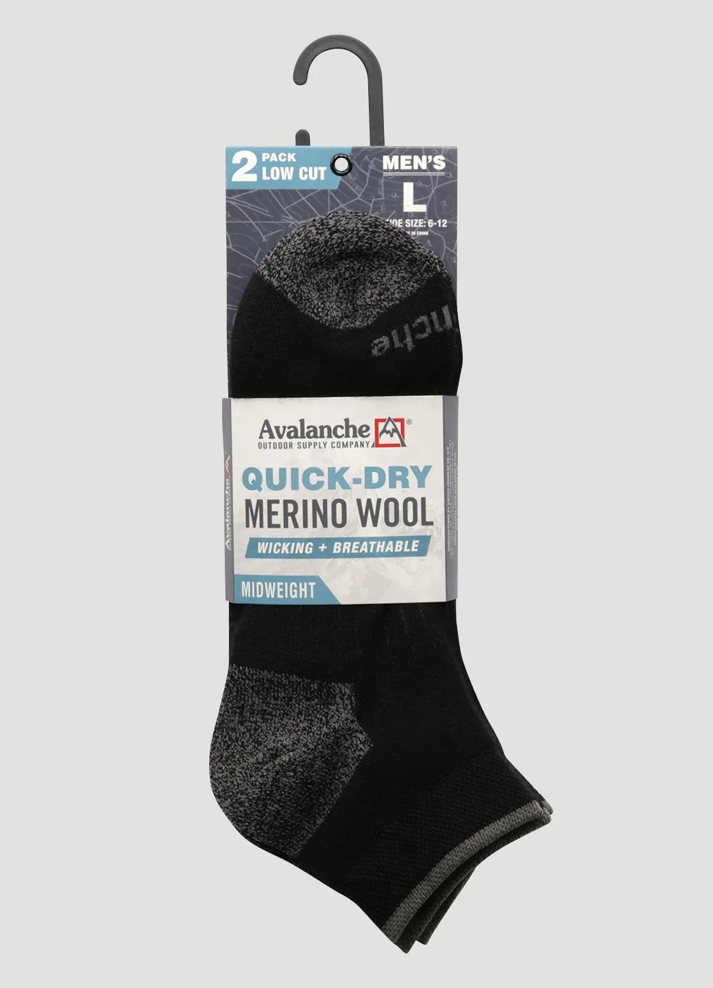 Men's Quick Dry Merino Low Cut Socks 2-Pack