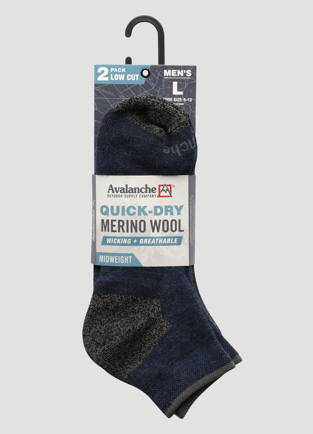 Men's Quick Dry Merino Low Cut Socks 2-Pack