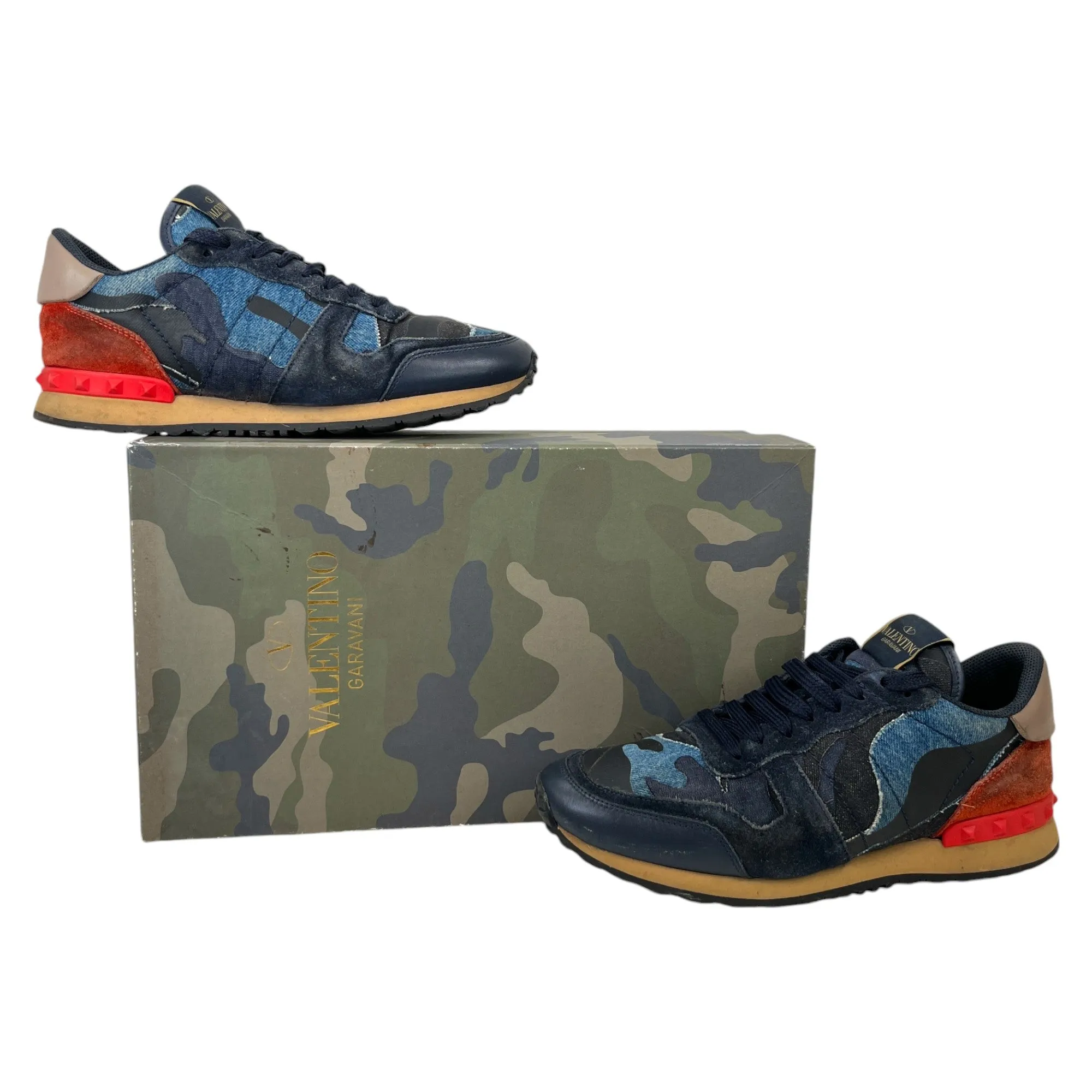 Men's Rockrunner Camouflage Denim Low Trainers Blue Size EU 40 / UK 6