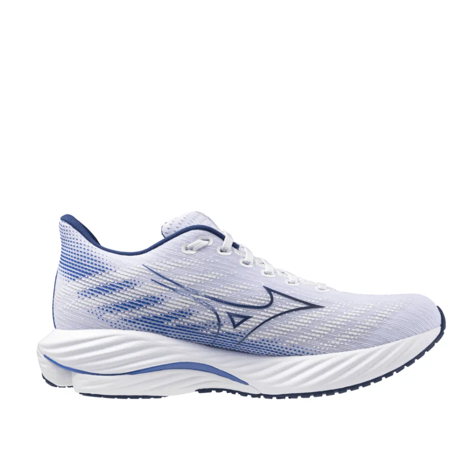 Mizuno Women's Wave Rider 28 Running Shoes in White/Mugen Blue/River Blue AW24