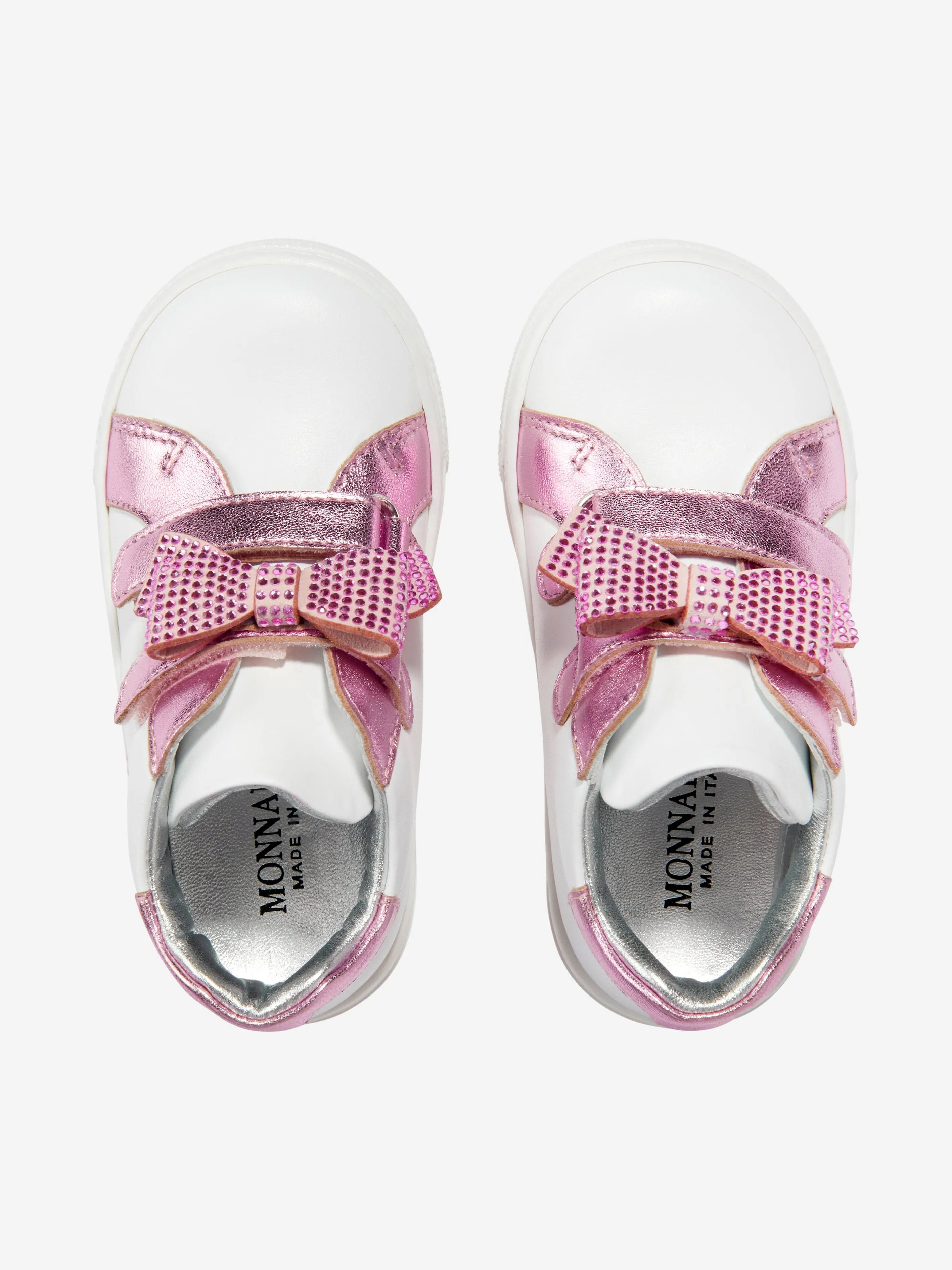 Monnalisa Girls Leather Bow Trainers