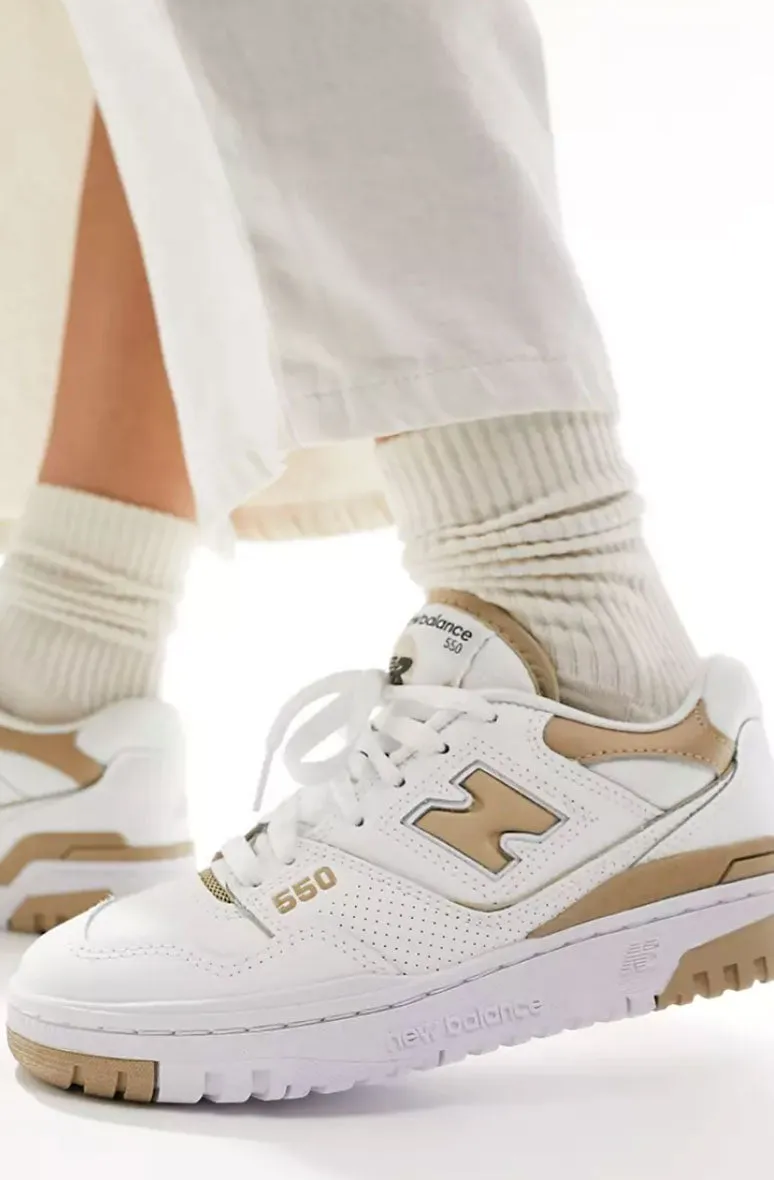 New Balance 550 Trainers In White & Brown