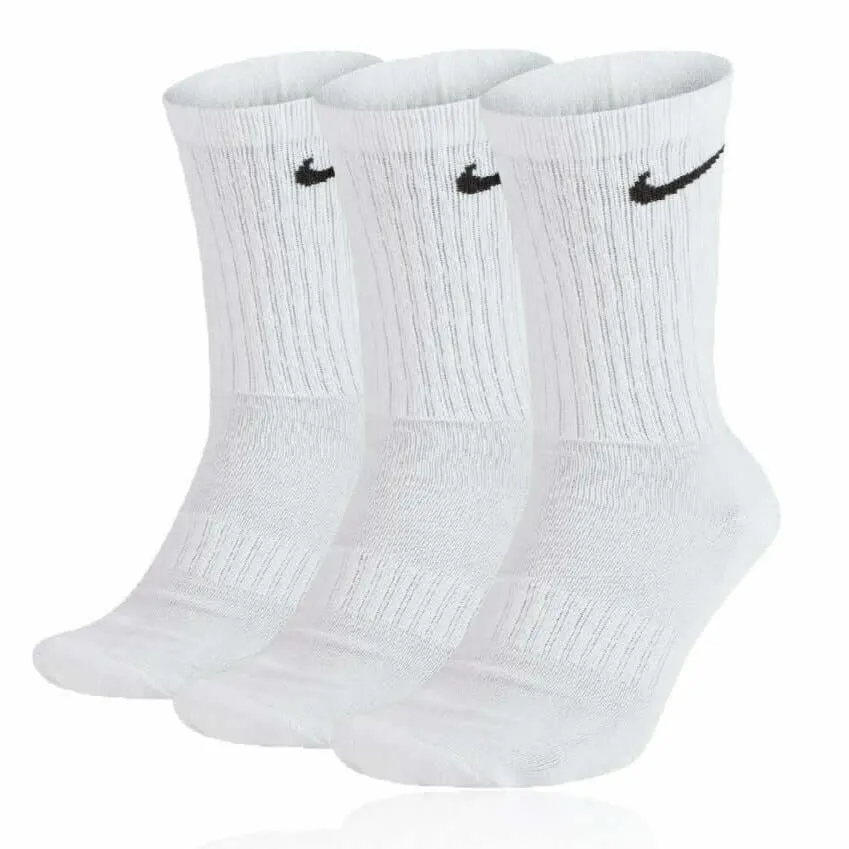 Nike Everyday Cushioned Training Crew Logo Socks (3 Pairs) - White