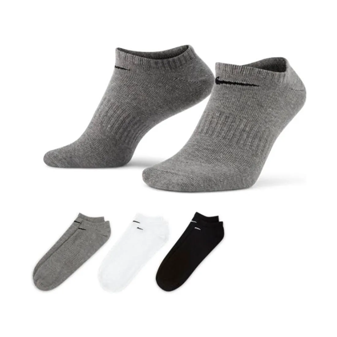 NIKE EVERYDAY CUSHIONED TRAINING NO-SHOW SOCKS (3 PAIRS) MULTI