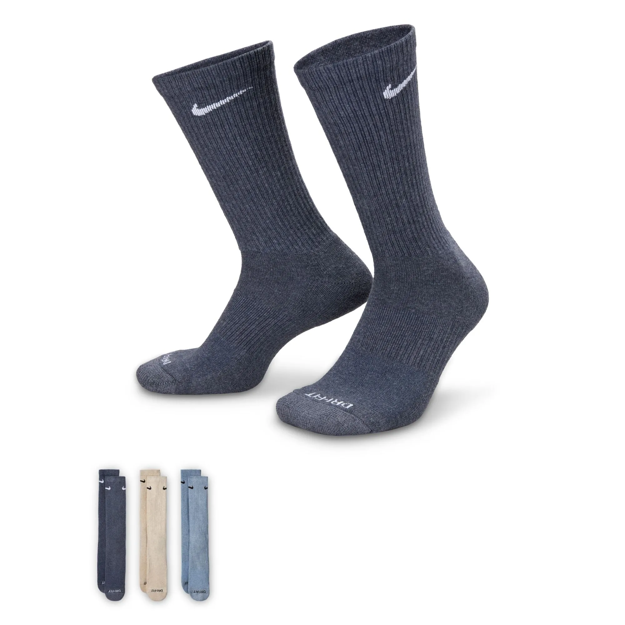 Nike Everyday Plus Cushion Crew Socks 3 Pack Petrol Blue / Oat / Blue