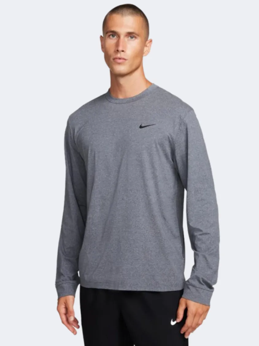 Nike Uv Hyverse Men Training Long Sleeve Heather Black