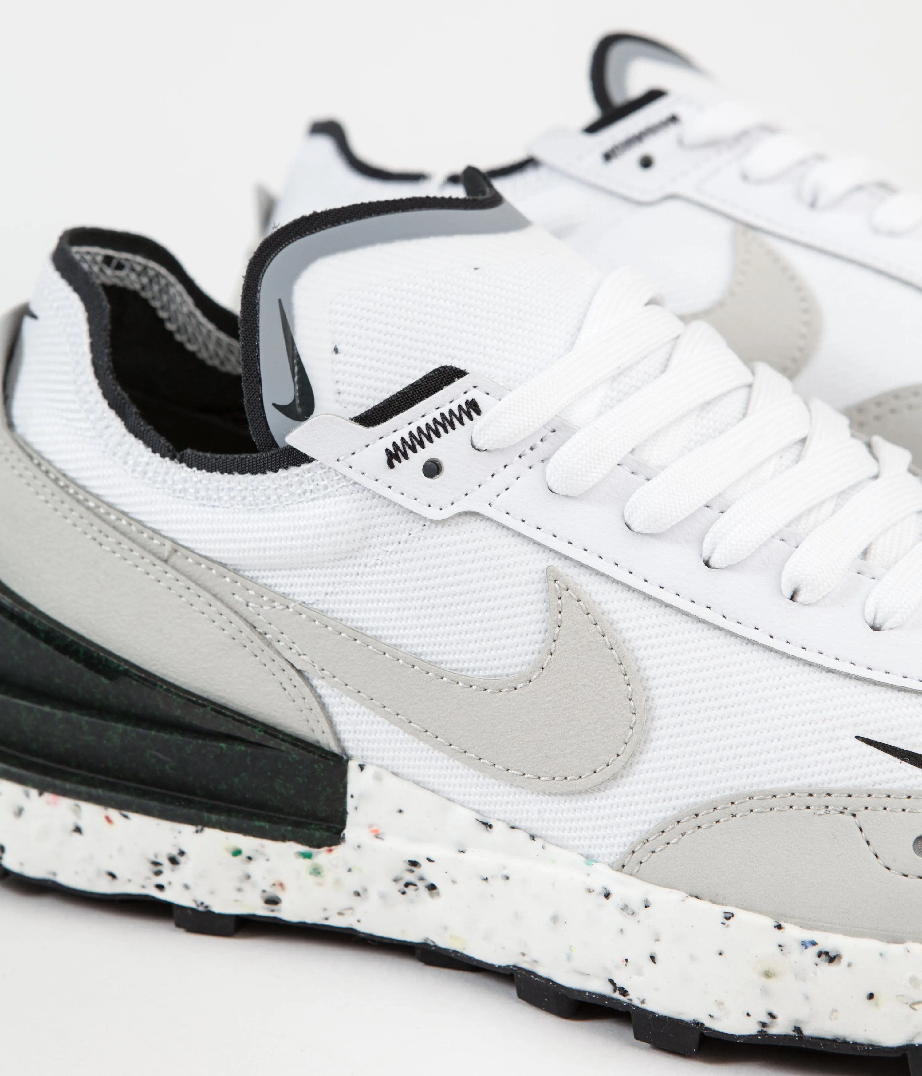 Nike Waffle One Crater Shoes - White / Light Bone - Black - Volt