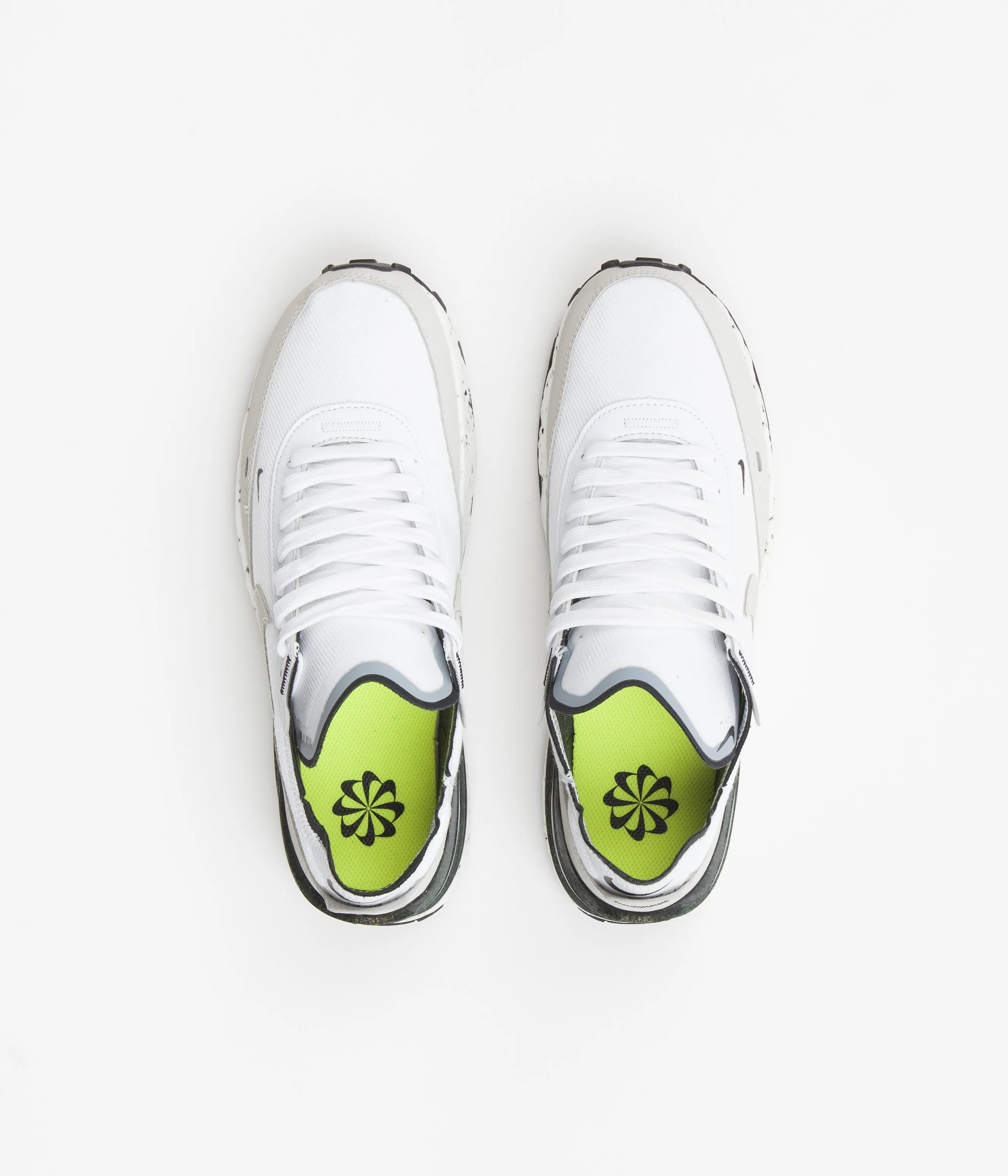 Nike Waffle One Crater Shoes - White / Light Bone - Black - Volt