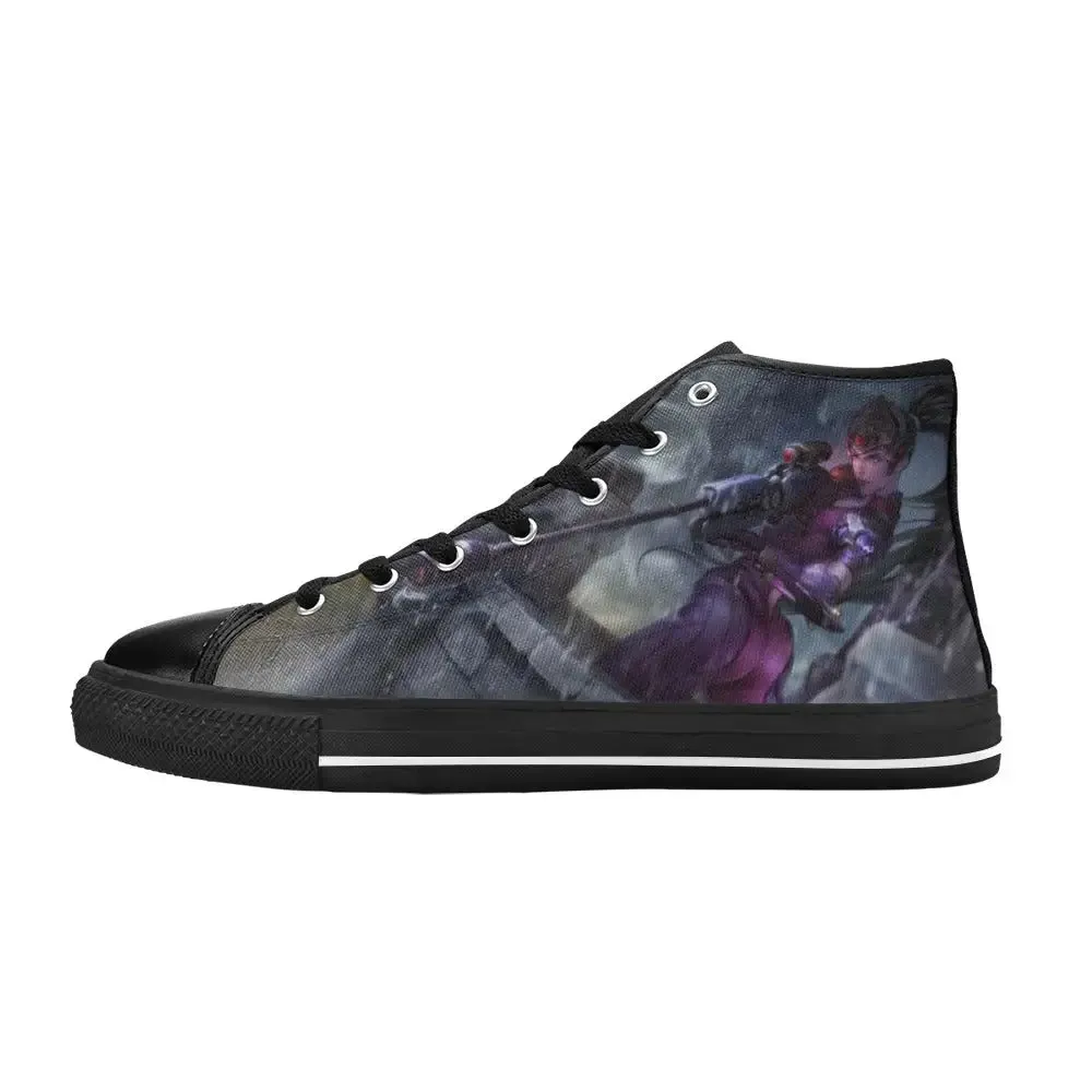 Overwatch Shoes , Overwatch Widowmaker Shoes High Top Sneakers for Kids and Adults