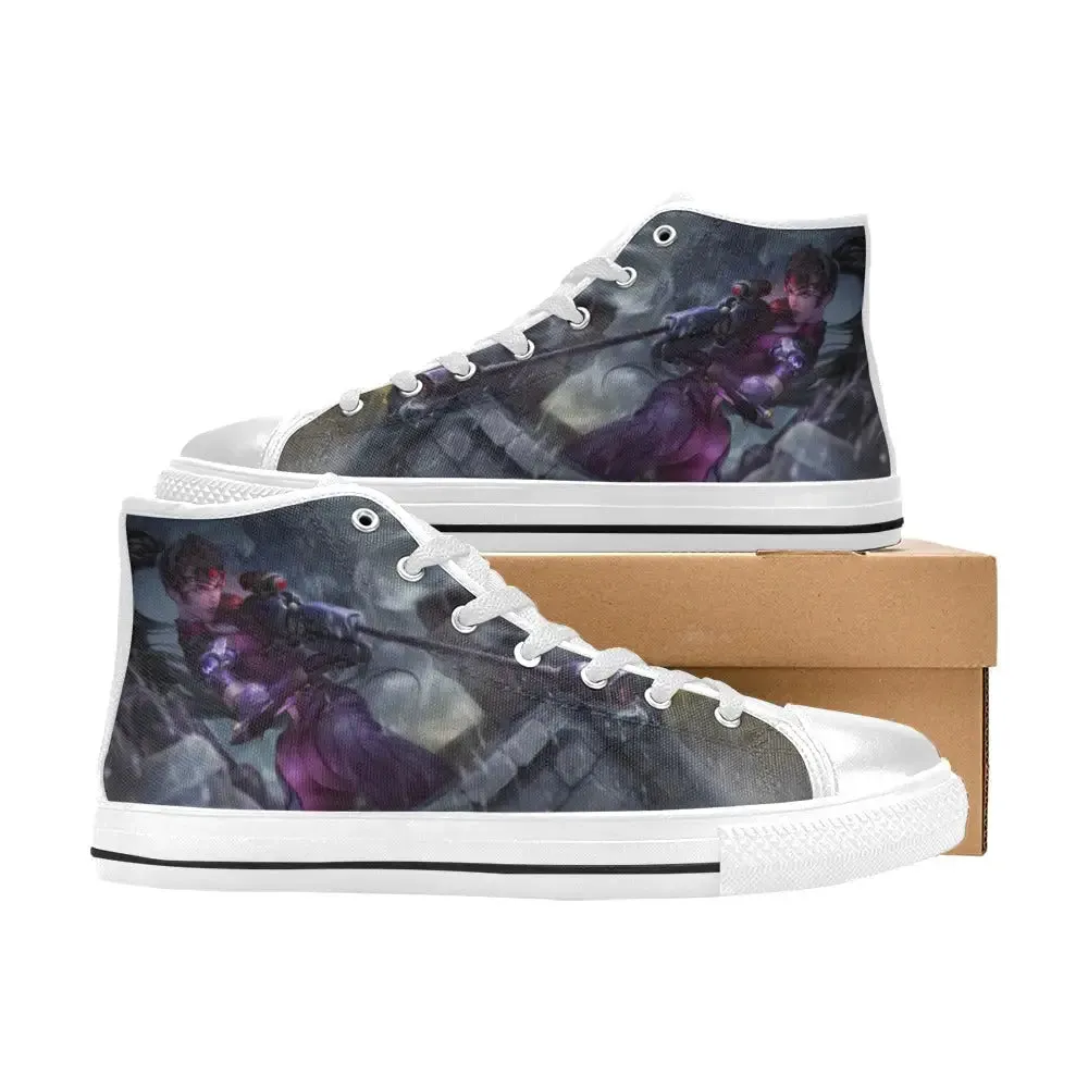 Overwatch Shoes , Overwatch Widowmaker Shoes High Top Sneakers for Kids and Adults