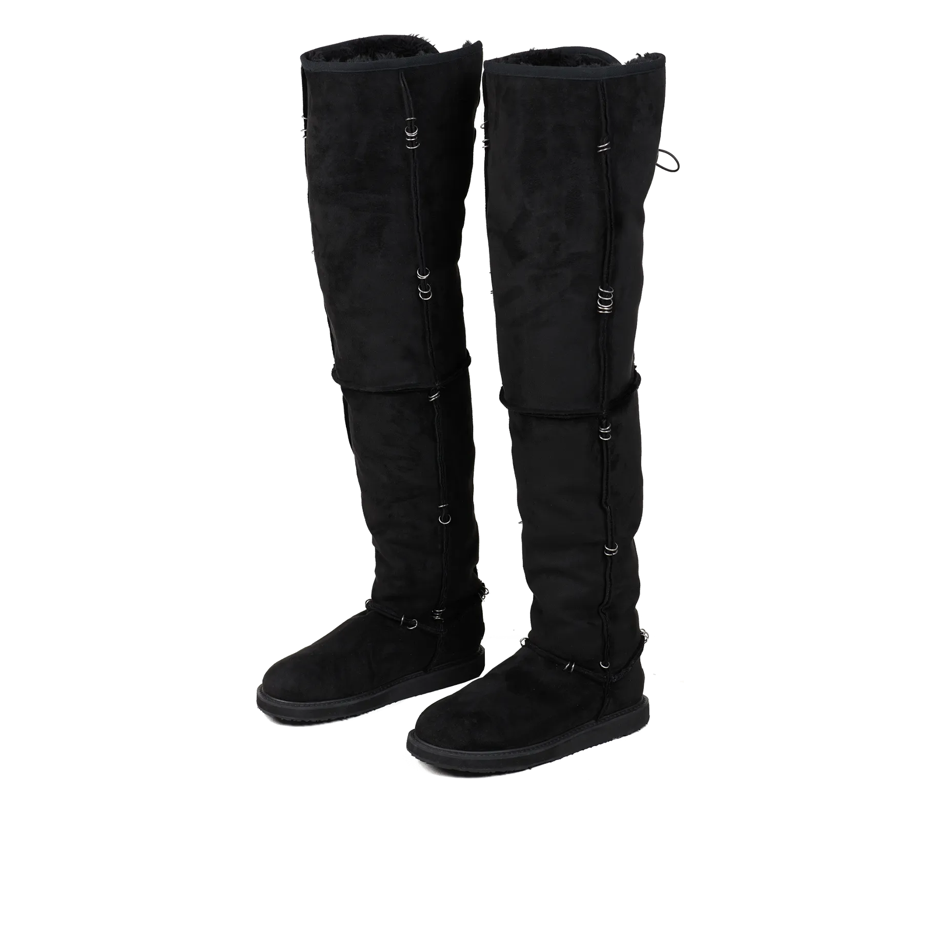 Pierced Thigh-High Suede Shearling Boots ( Made-to-Order )