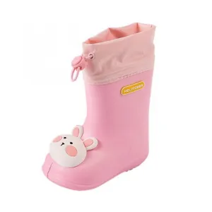 Pink 170Children's Cartoon Pvc Rubber Waterproof Rain Boots Fashion Classic Baby Water Shoes Rabbit Frog Dolls Boys Girls