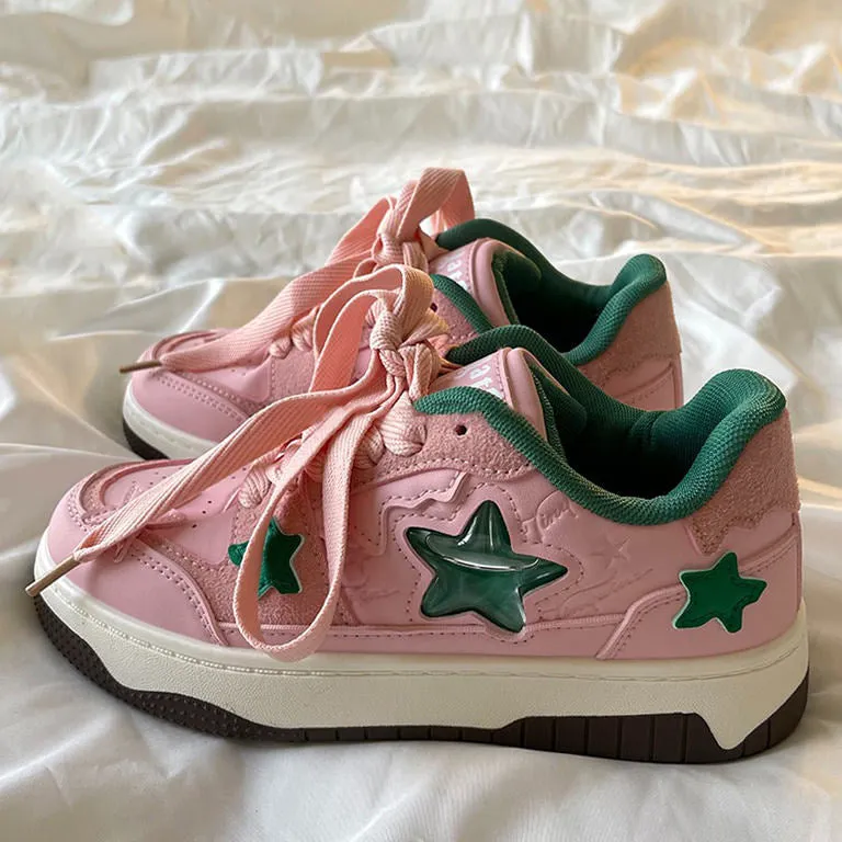 Pink & Green Aesthetic Star Sneakers