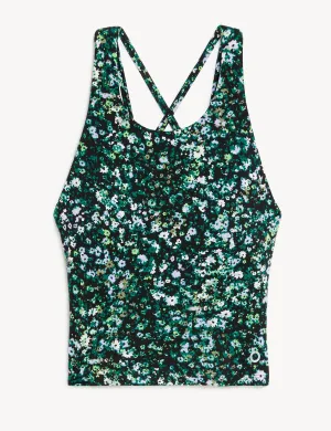 Printed High Neck Padded Yoga Crop Vest