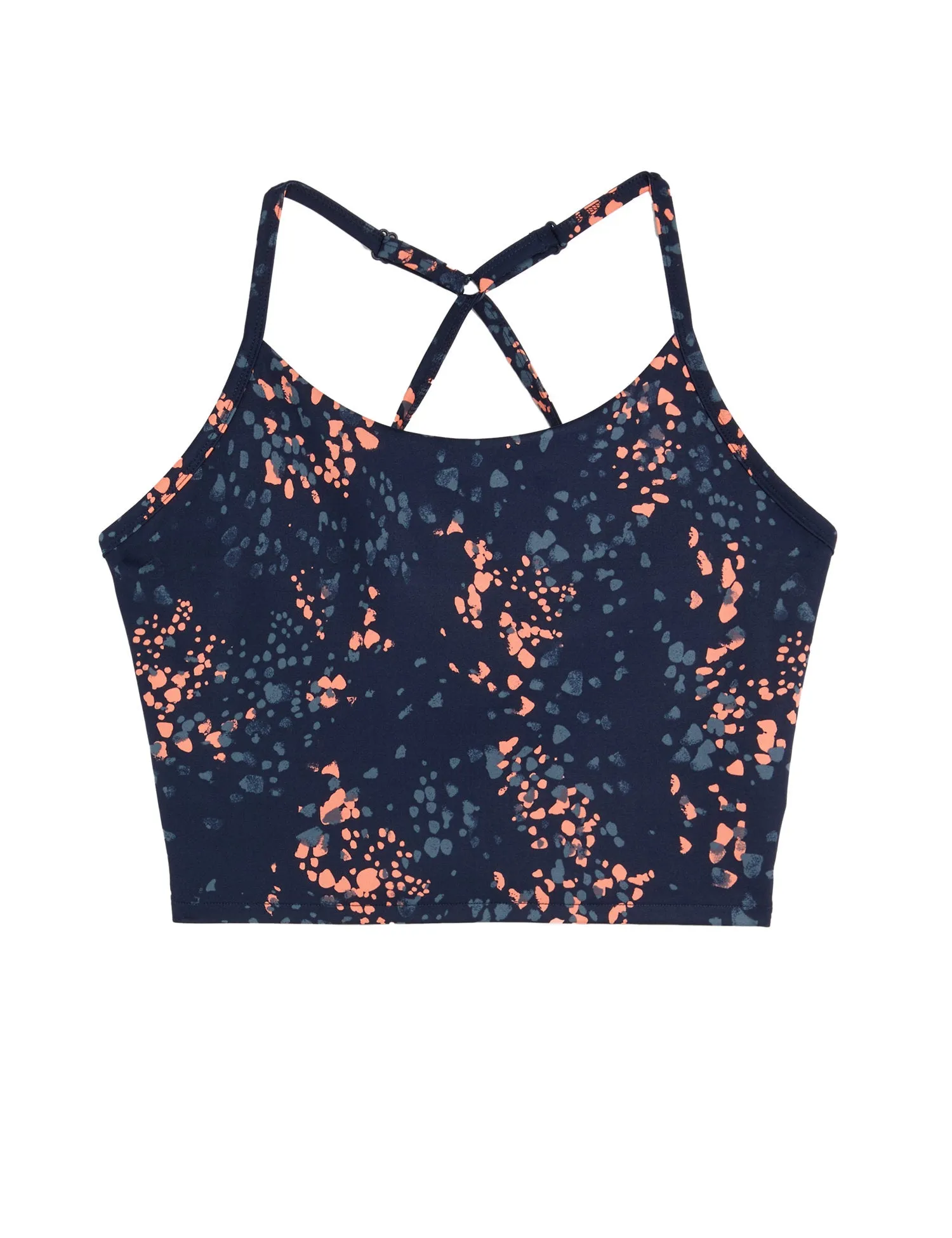 Printed Strappy Cross Back Crop Top