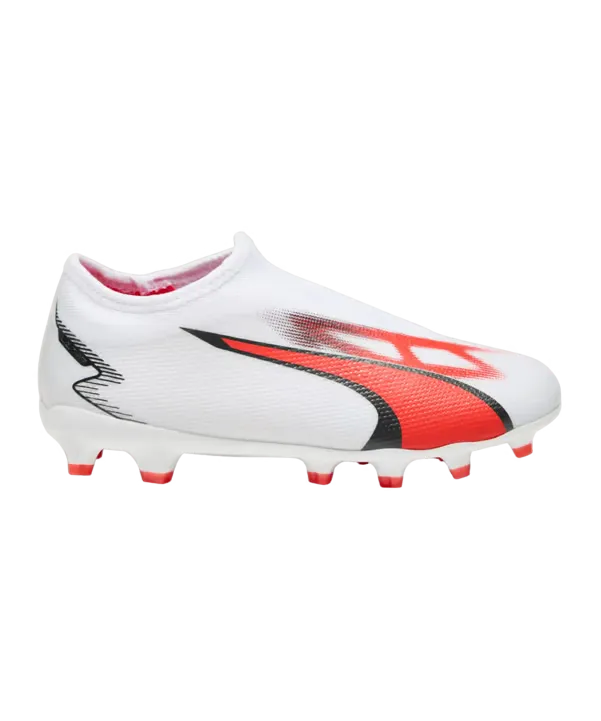 Puma Kid's Ultra Match LL FG/AG-White-Black-Fire Orchid