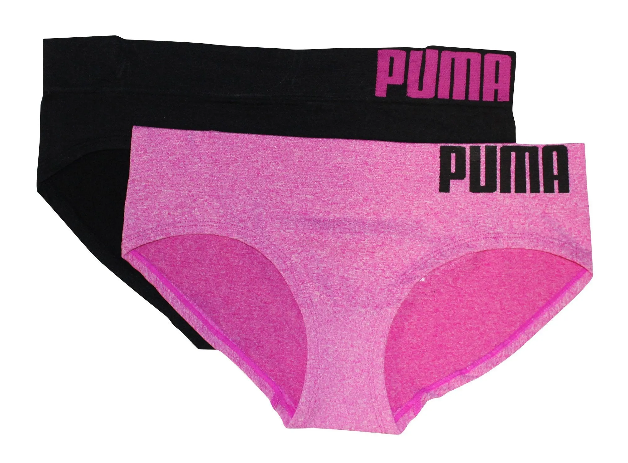 Puma Women's 2-Pack Seamless Wide Waistband Super Soft Sport Stretch Bikini Panty