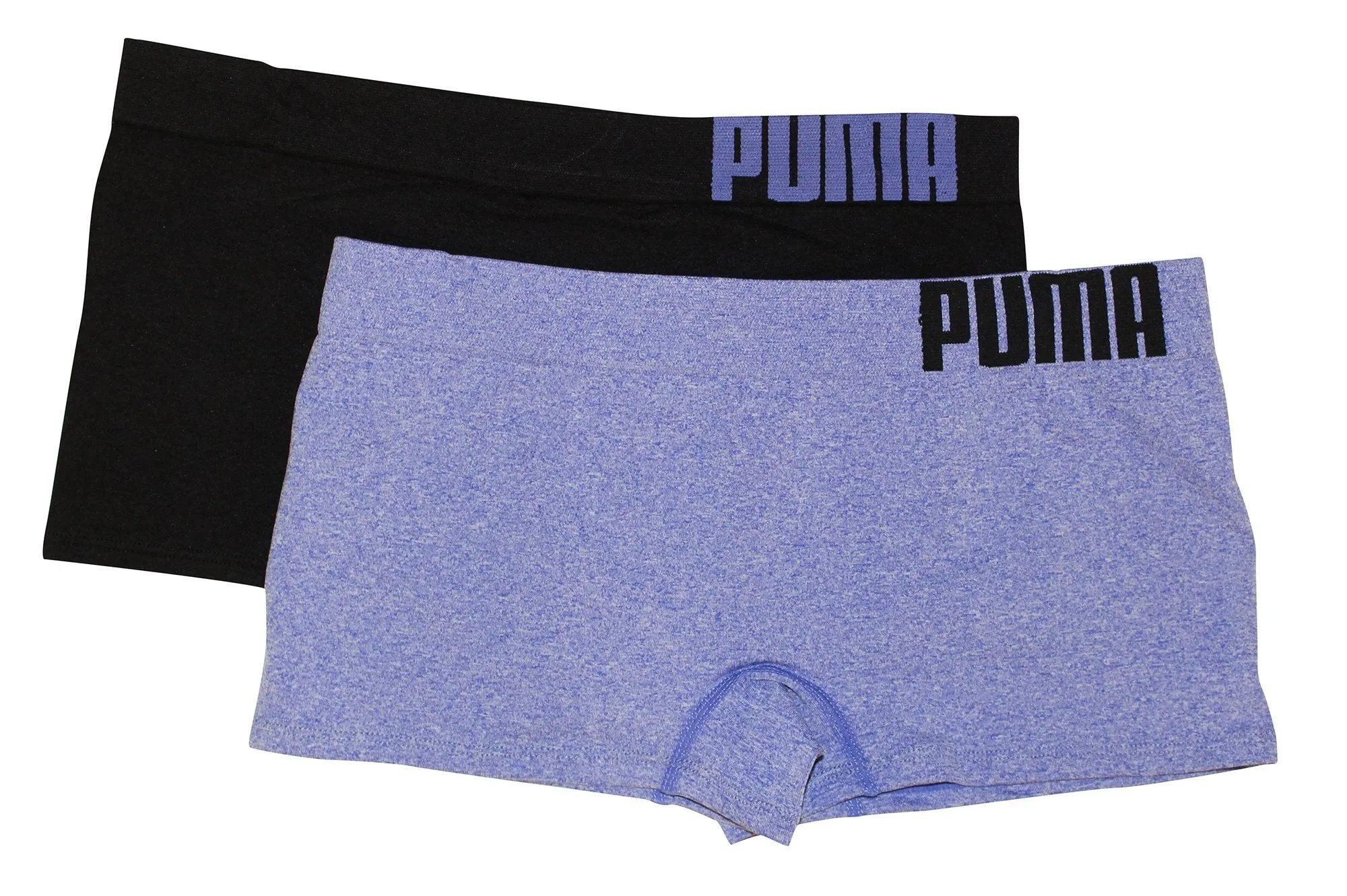 Puma Women's 2-Pack Seamless Wide Waistband Super Soft Sport Stretch Boyshort Panty