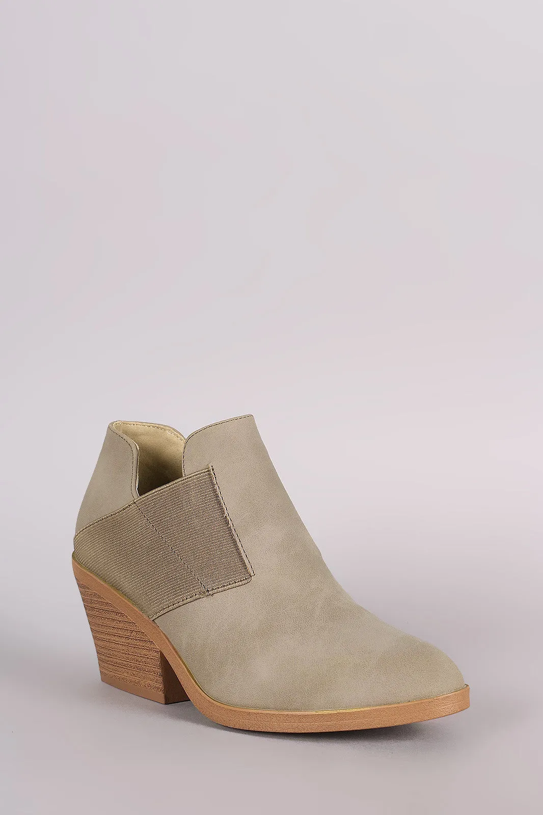 Qupid Nubuck Gore Panel Block Heeled Cowgirl Booties