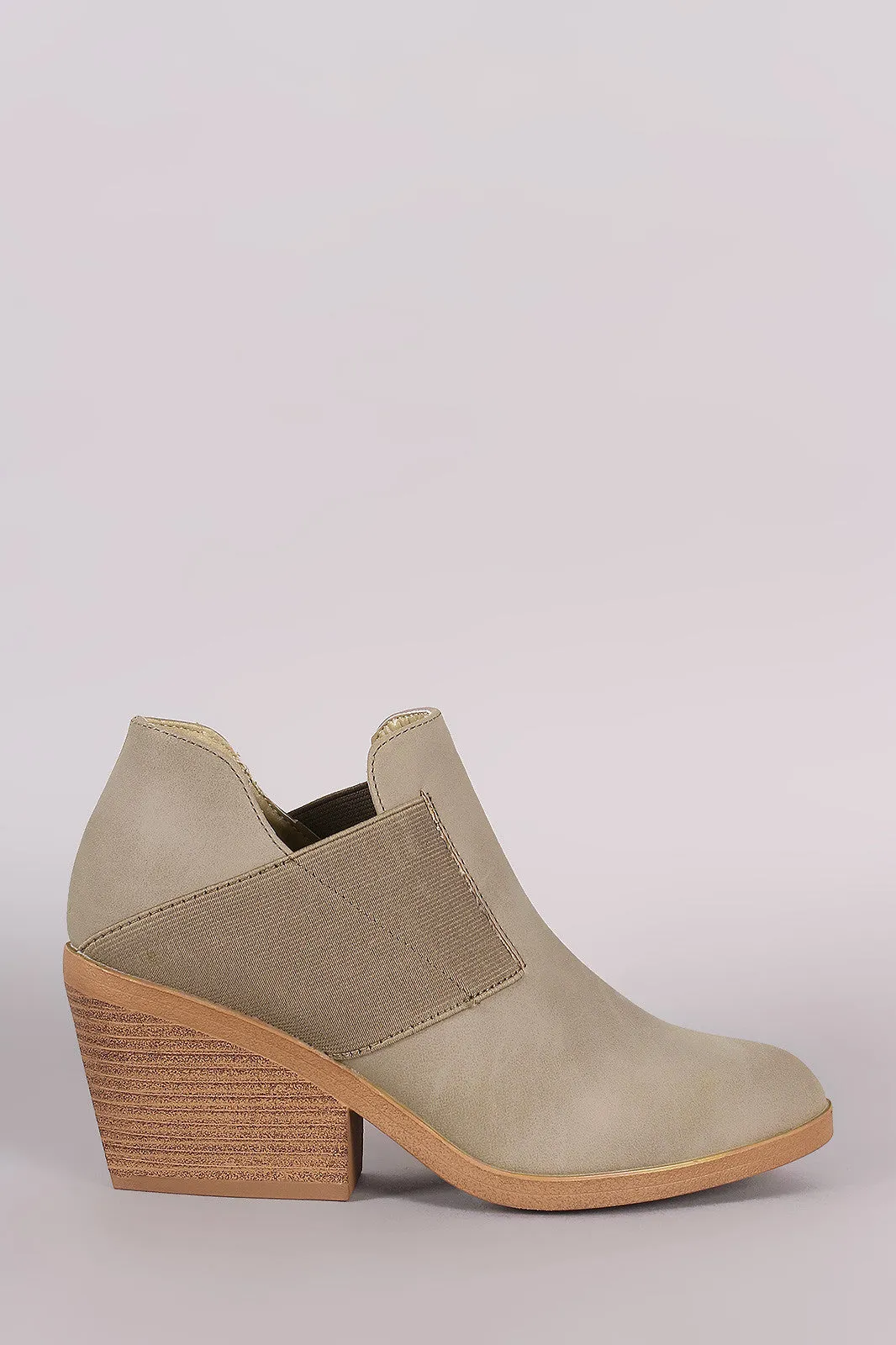 Qupid Nubuck Gore Panel Block Heeled Cowgirl Booties