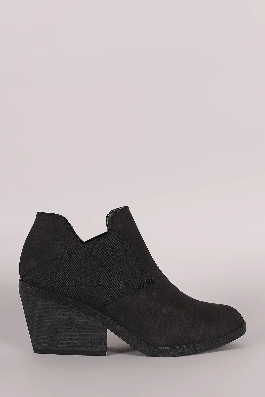 Qupid Nubuck Gore Panel Block Heeled Cowgirl Booties