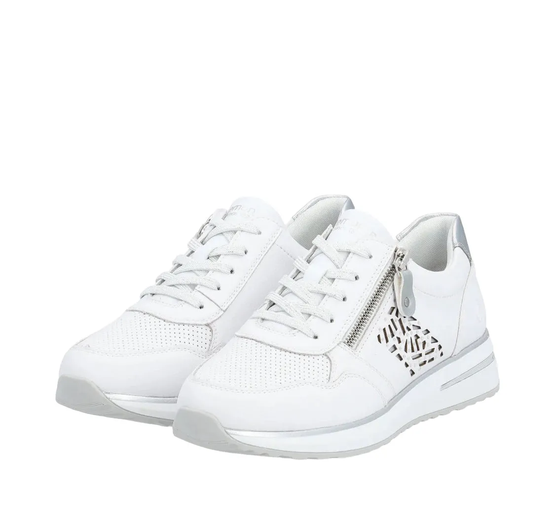 Remonte D1G00-80 Pamplona White Leather Wedge Trainers