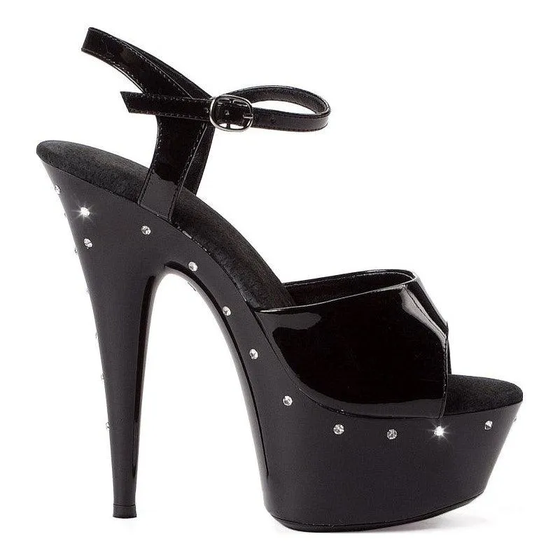 Rhinestone Platform Black 6in