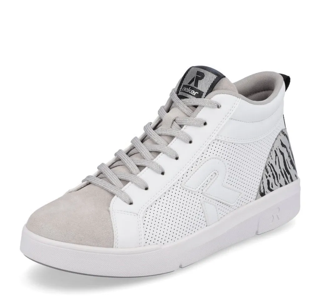 Rieker Evolution 41908-80 Samira Leather White Combination High Top Trainers