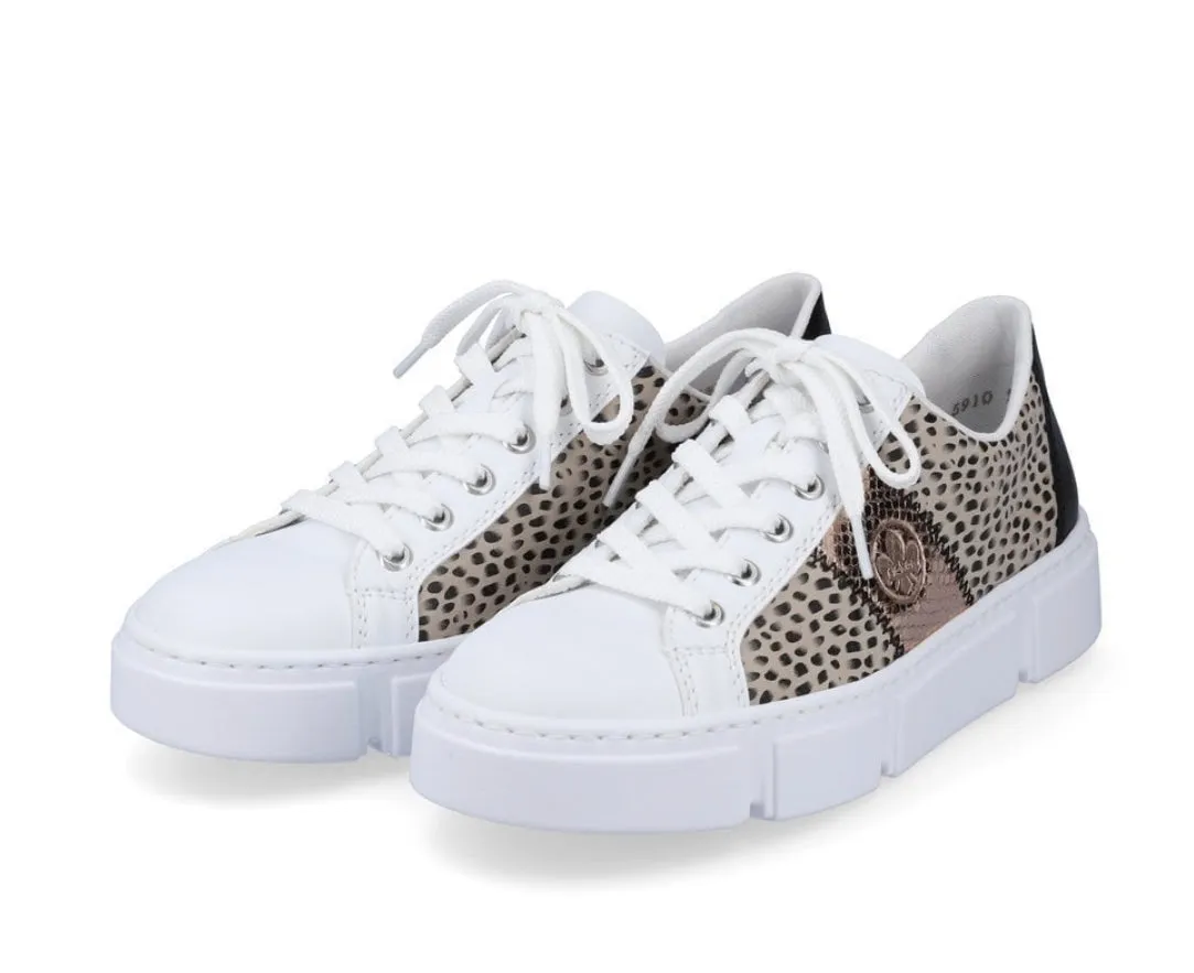 Rieker N5910-90 Alabama Leopard Print Flatform Trainers