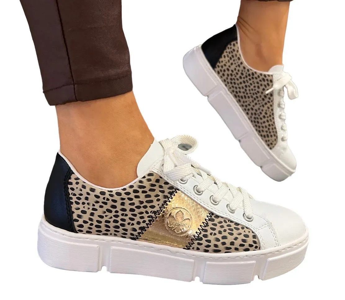 Rieker N5910-90 Alabama Leopard Print Flatform Trainers