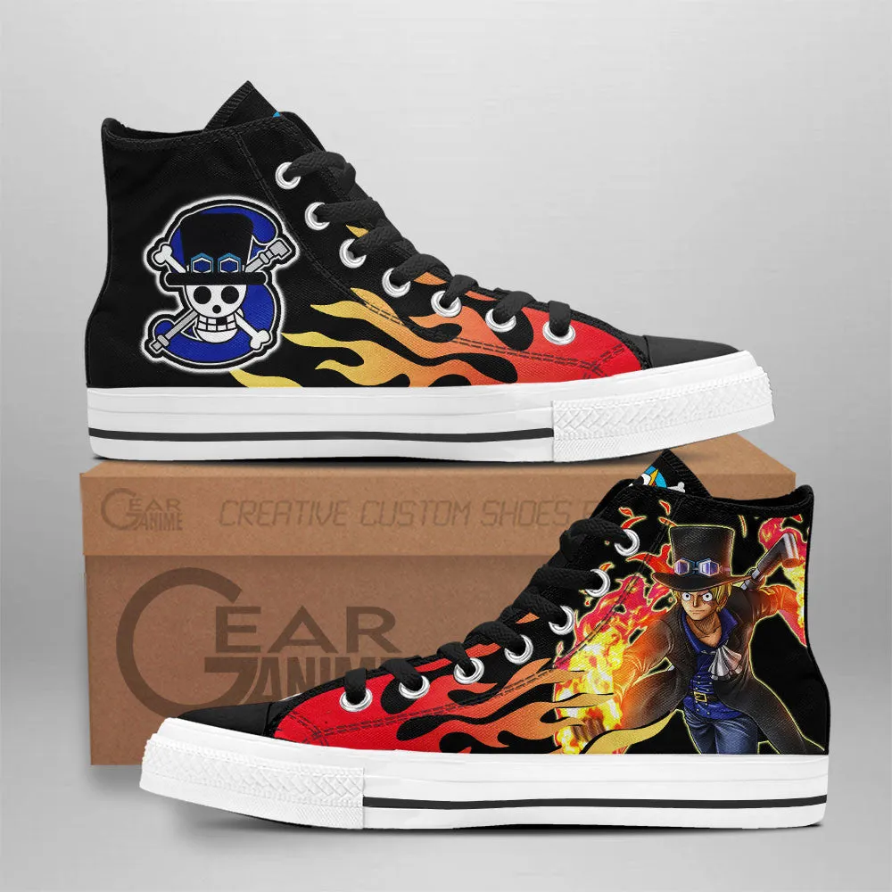 Sabo High Top Shoes Custom OP Sneakers Flame Style