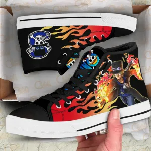 Sabo High Top Shoes Custom OP Sneakers Flame Style