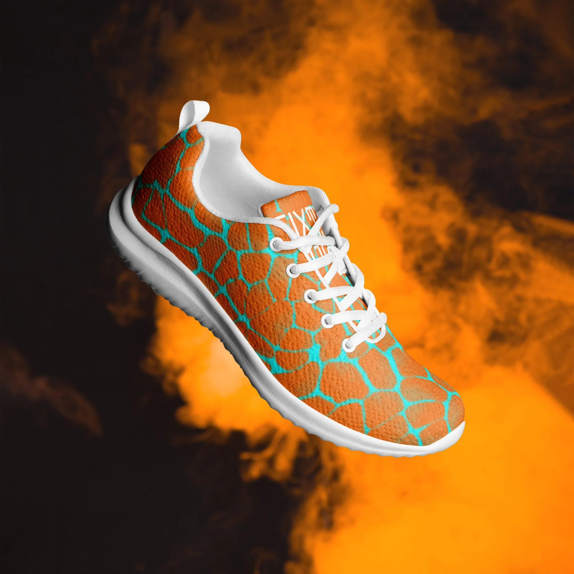 Sixty Eight 93 Logo White Boa Orange & Aqua Blue Men’s Athletic Shoes