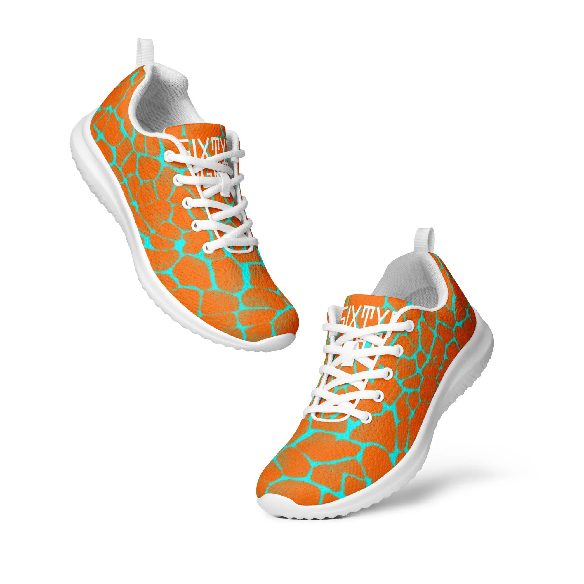 Sixty Eight 93 Logo White Boa Orange & Aqua Blue Men’s Athletic Shoes