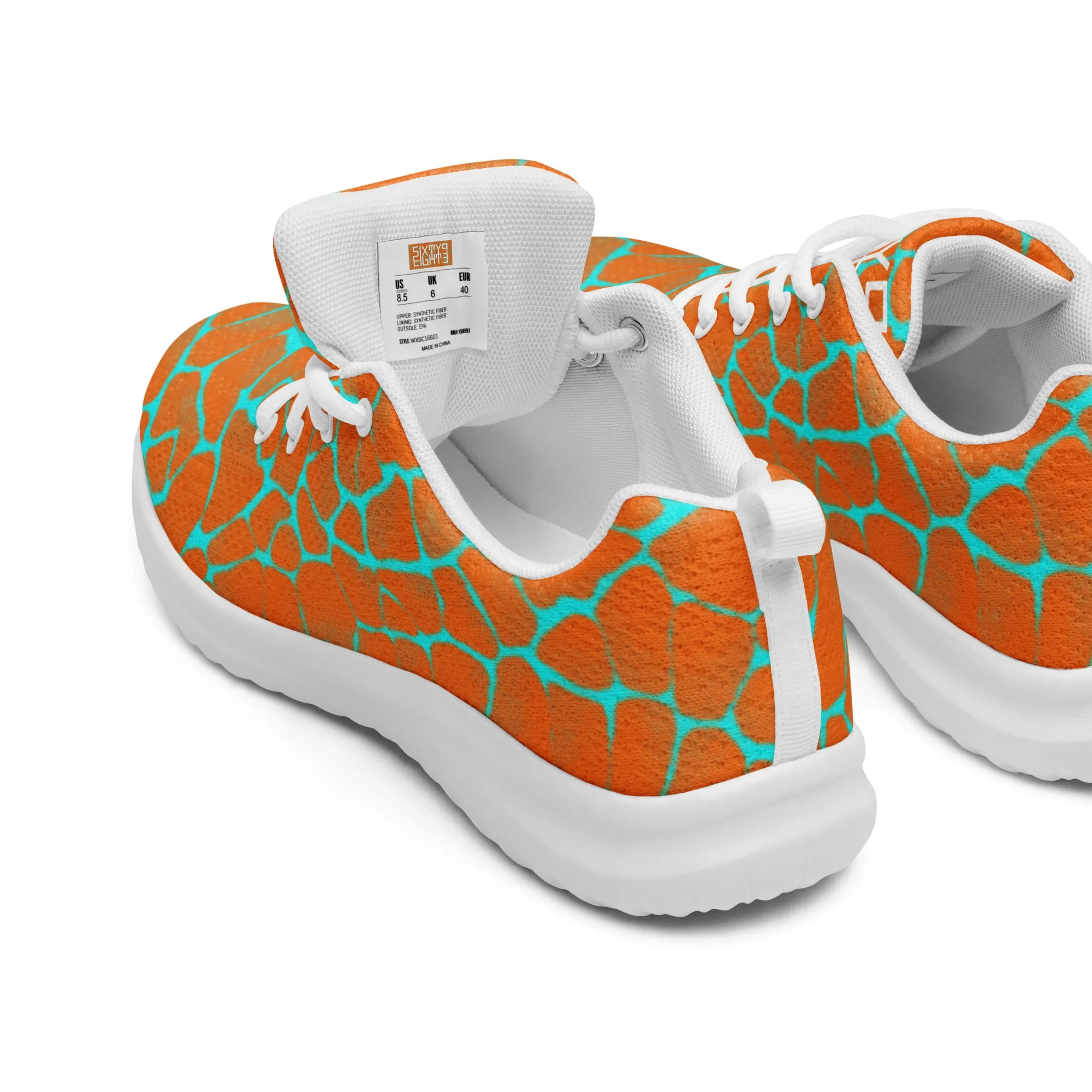 Sixty Eight 93 Logo White Boa Orange & Aqua Blue Men’s Athletic Shoes