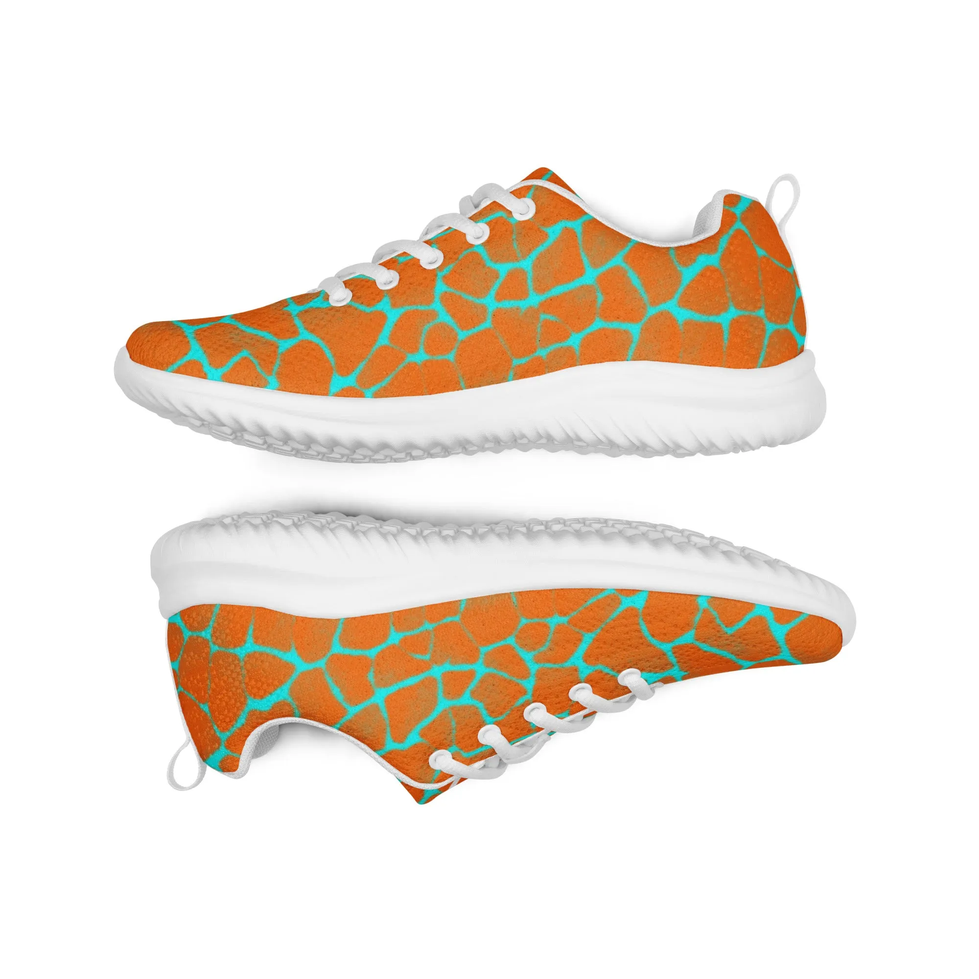 Sixty Eight 93 Logo White Boa Orange & Aqua Blue Men’s Athletic Shoes