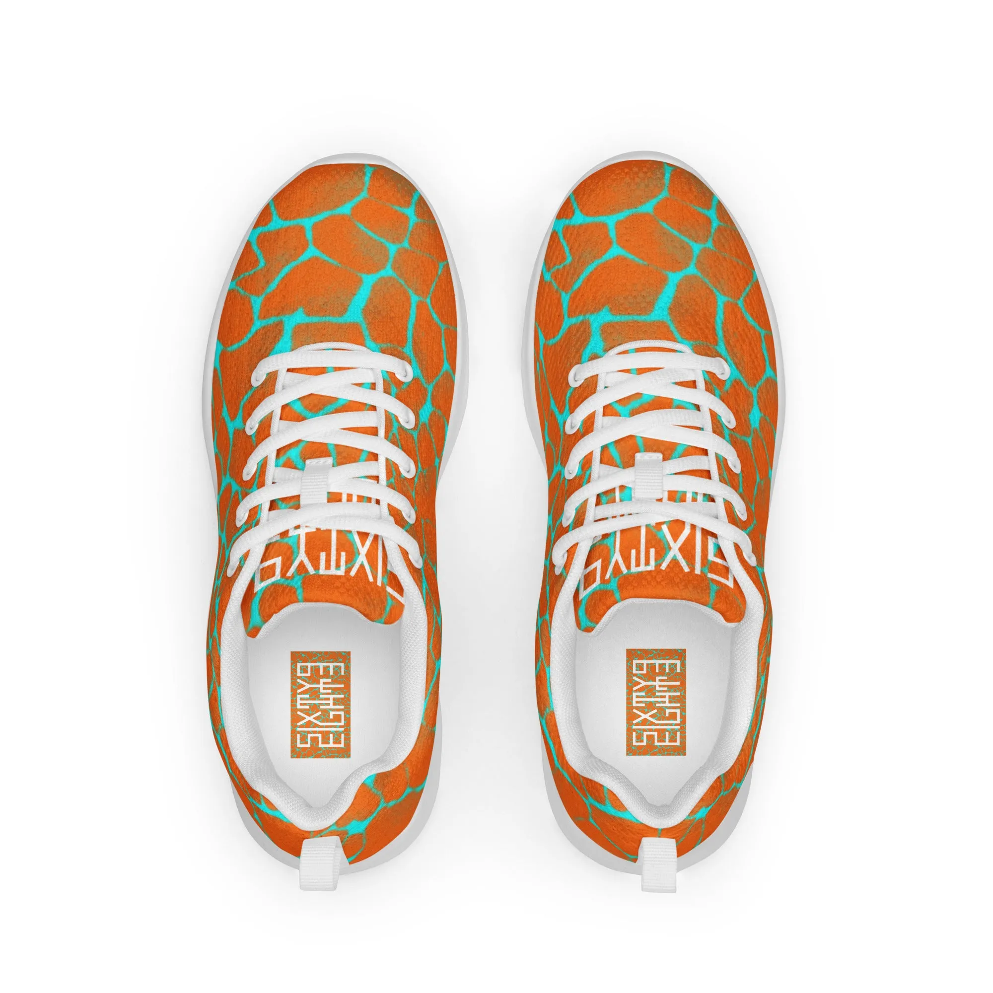 Sixty Eight 93 Logo White Boa Orange & Aqua Blue Men’s Athletic Shoes