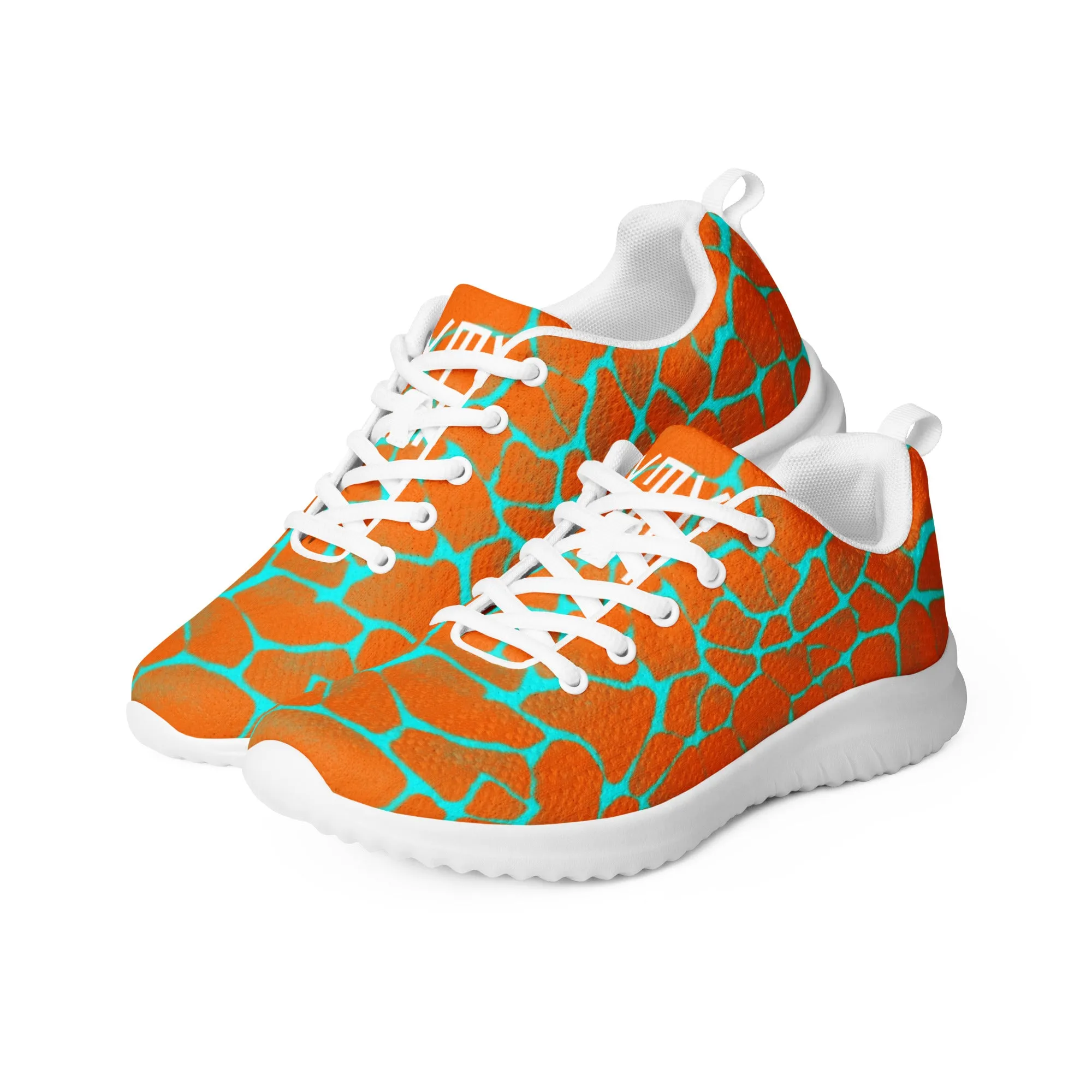 Sixty Eight 93 Logo White Boa Orange & Aqua Blue Men’s Athletic Shoes