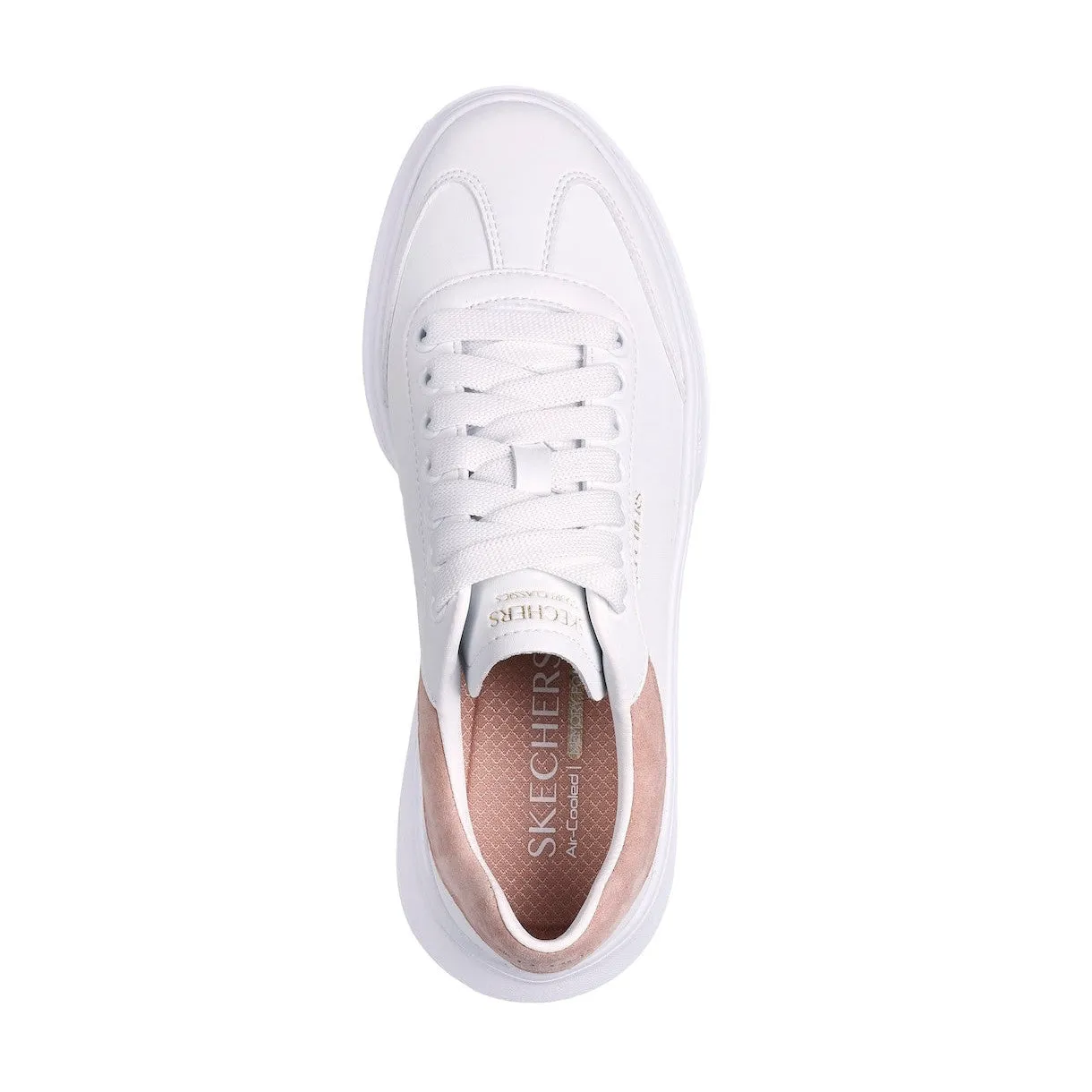 Skechers 185060 Cordova Classic-Best Behavior Ladies White Pink Leather Lace Up Trainers