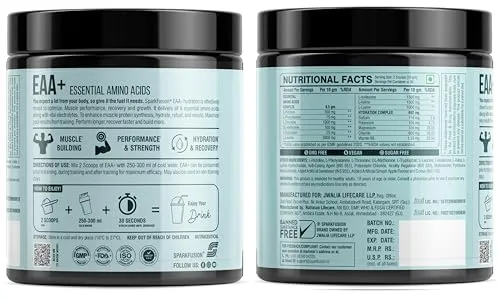 Sparkfusion 8500 mg Eaa  & 6000mg Bcaa (300 gm, 30 Servings) Essential Amino Acids | Pre/Intra Workout and Muscle Growth & Recovery | All 9 Essential Amino Acid EAA Powder (Smash Apple)