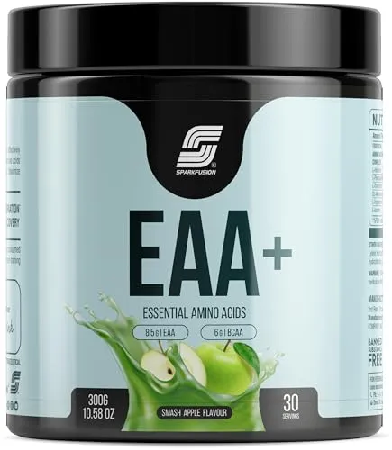 Sparkfusion 8500 mg Eaa  & 6000mg Bcaa (300 gm, 30 Servings) Essential Amino Acids | Pre/Intra Workout and Muscle Growth & Recovery | All 9 Essential Amino Acid EAA Powder (Smash Apple)