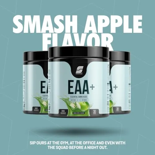 Sparkfusion 8500 mg Eaa  & 6000mg Bcaa (300 gm, 30 Servings) Essential Amino Acids | Pre/Intra Workout and Muscle Growth & Recovery | All 9 Essential Amino Acid EAA Powder (Smash Apple)