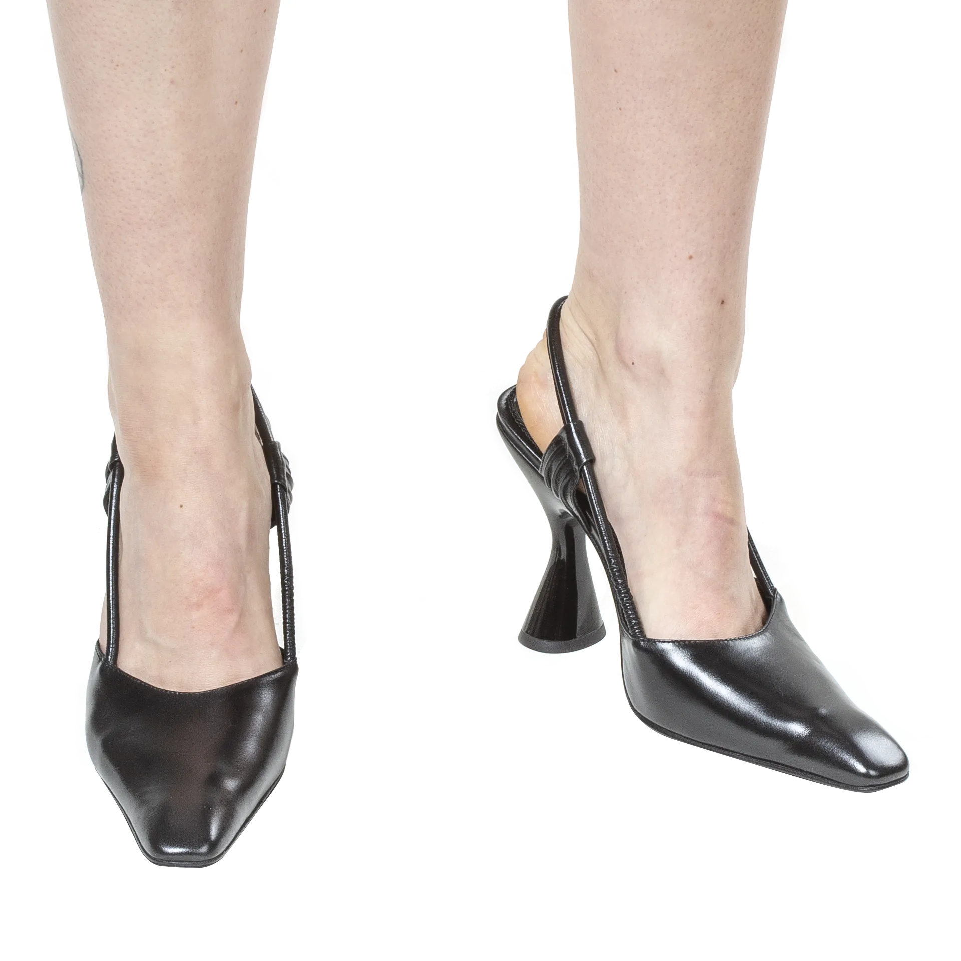 Stainless Slingback — Black Vitelas