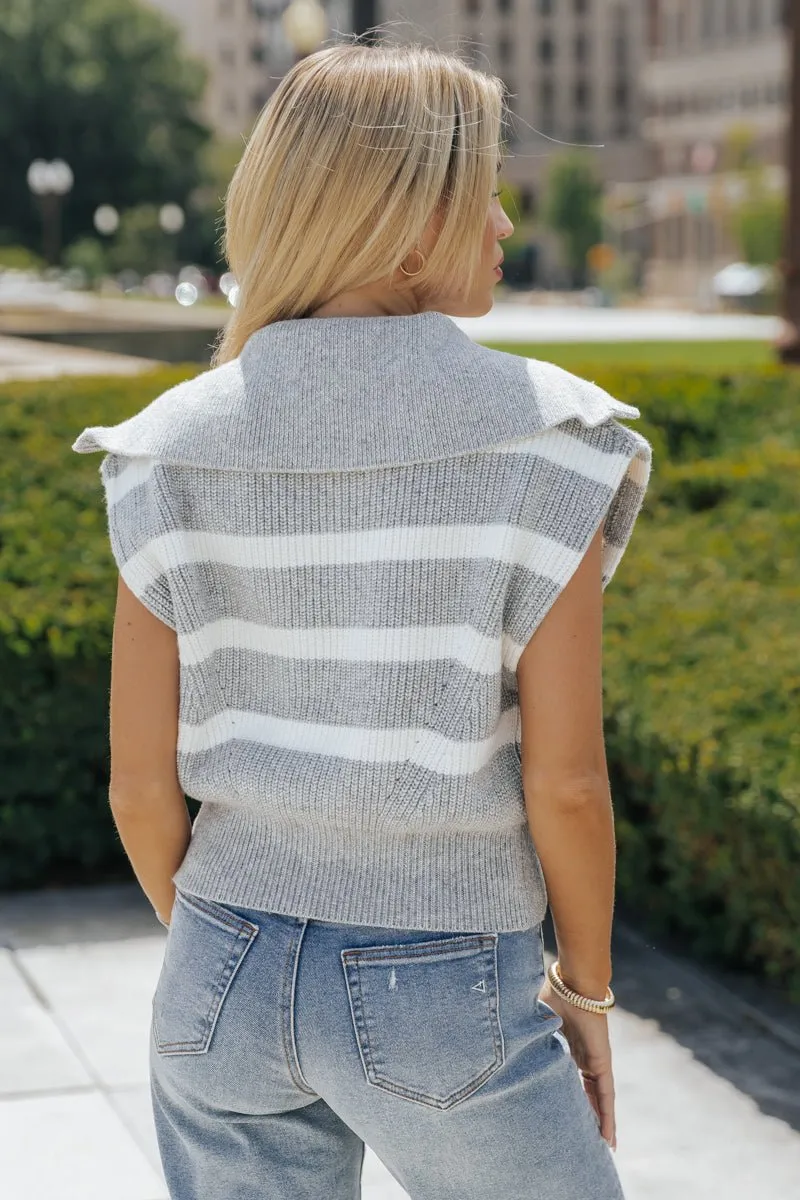 Steve Madden Marant Grey Striped Sweater - FINAL SALE