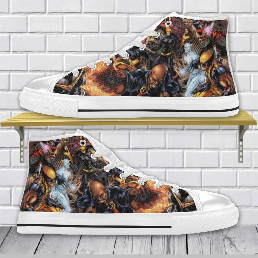 Superhero X-men Wolverine Shoes High Top Sneakers for Kids and Adults