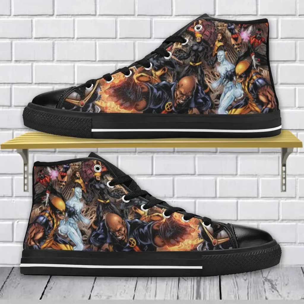 Superhero X-men Wolverine Shoes High Top Sneakers for Kids and Adults