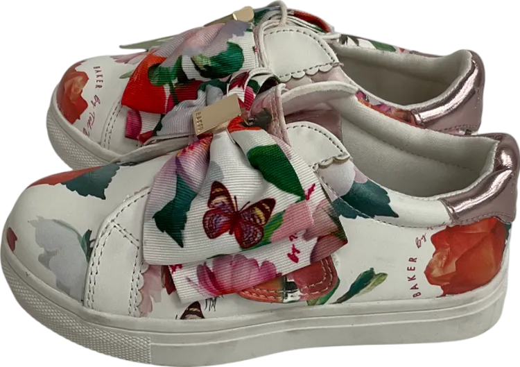 Ted Baker Multicoloured White Floral Bow Trainers UK 7 EU 24 👼