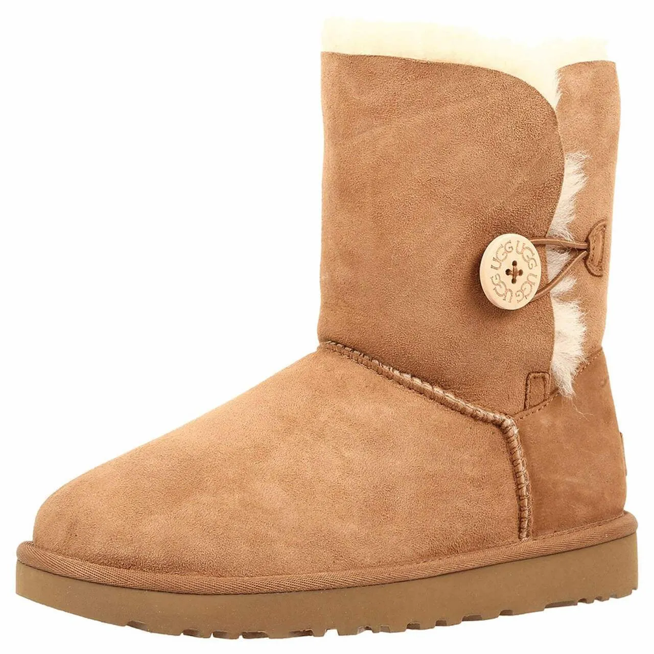 UGG Women's Bailey Button II Suede Water Repellent Boots - Chestnut - Size 5