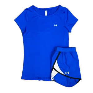 Under Armour Women's Fly T-Shirt / Shorts Set - Royal Blue